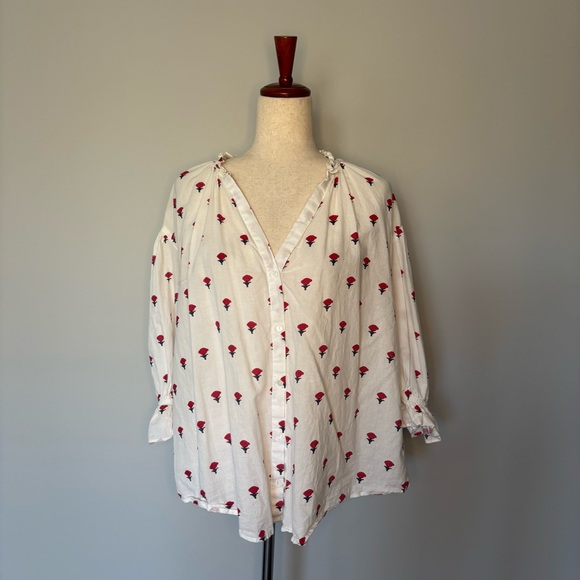 Ro's Garden Tops - Ro's Garden Rose Block Print Blouse size M